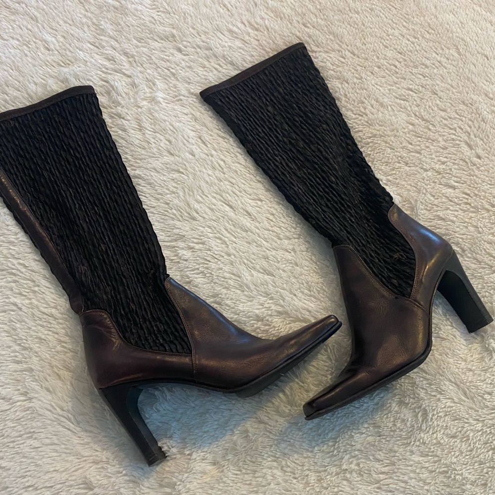 RANGONI Leather / Fabric Boot. Made in Italy. Beautiful ~ Barely Worn.
